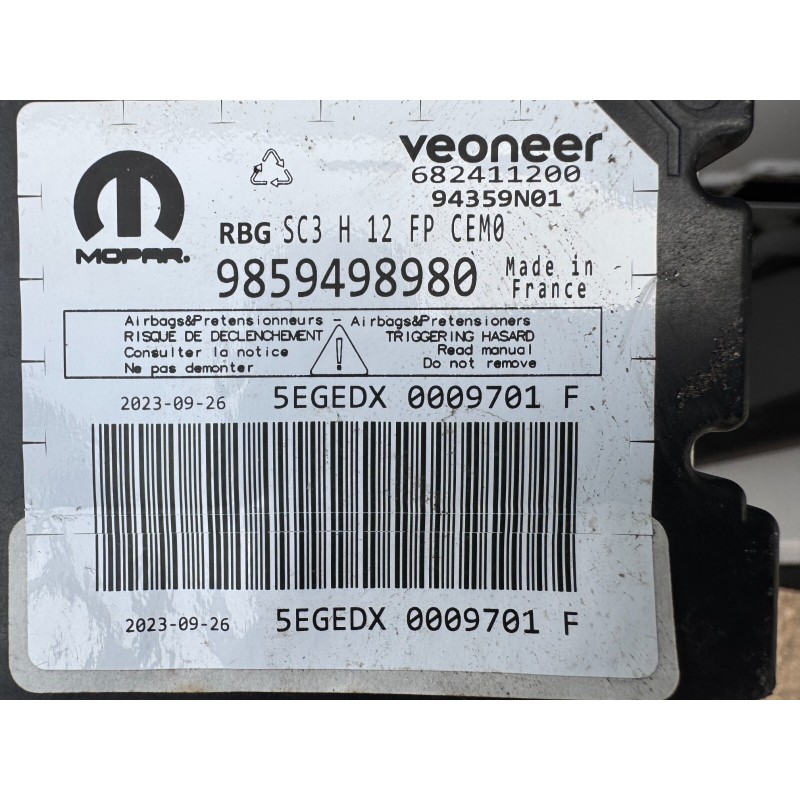 Réinitialisation Calculateur Airbag  MOPAR 9859498980 VEONEER 692411200 Peugeot Citroën Opel