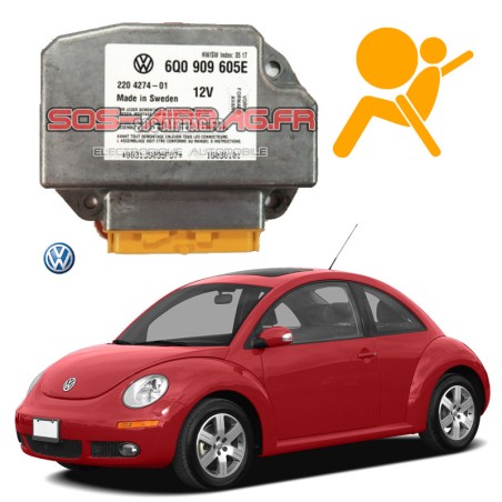 Réparation Calculateur D'airbag New Beetle 6Q0 909 605 AL 6Q0909605AL défaut 00003 - Module de contrôle 014 - Défectueux